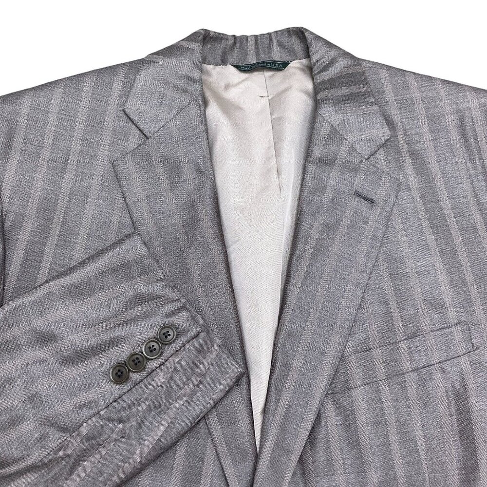 Joseph Scafidi Blazer Men 46 Gray Stripe Shimmer Bespoke Hand Tailored Jacket US